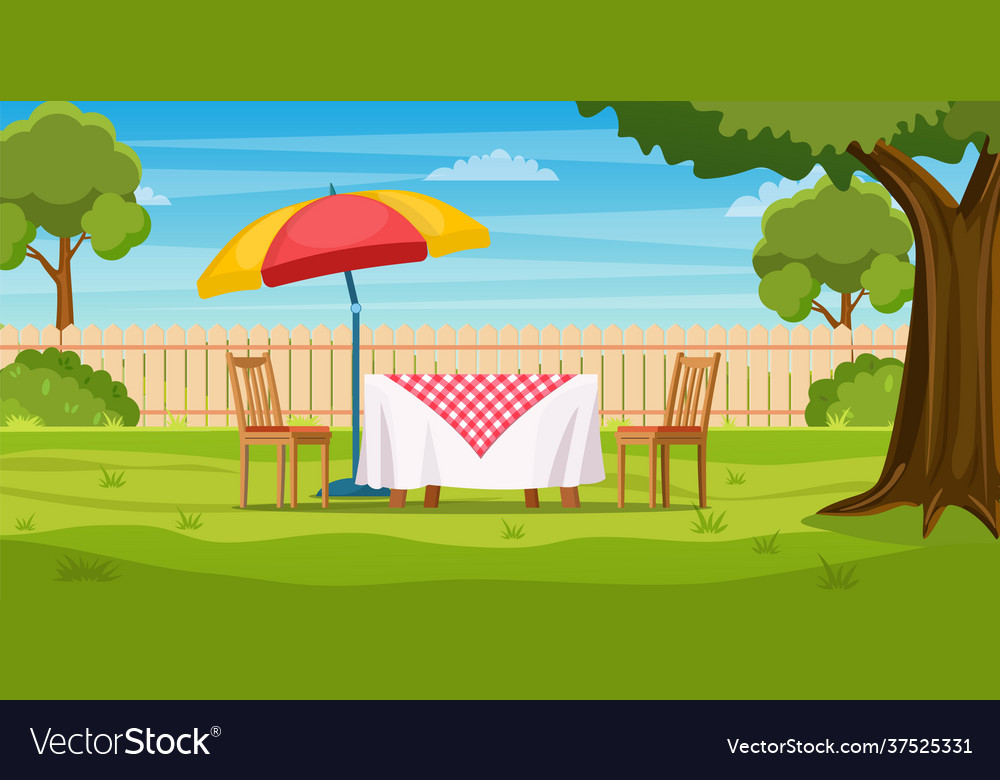 House backyard with green grass lawn Royalty Free Vector