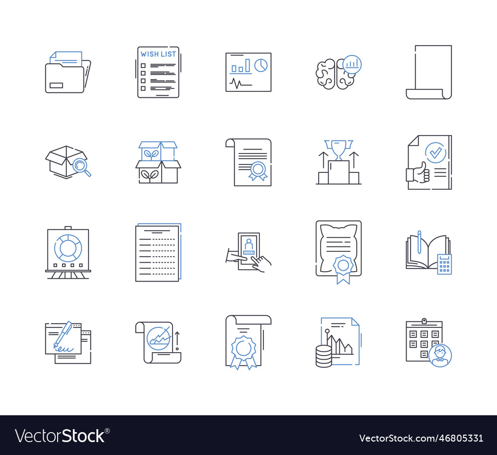 Legal documents line icons collection contract