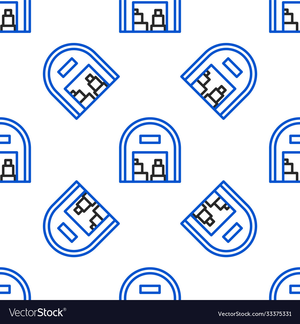 Line warehouse icon isolated seamless pattern