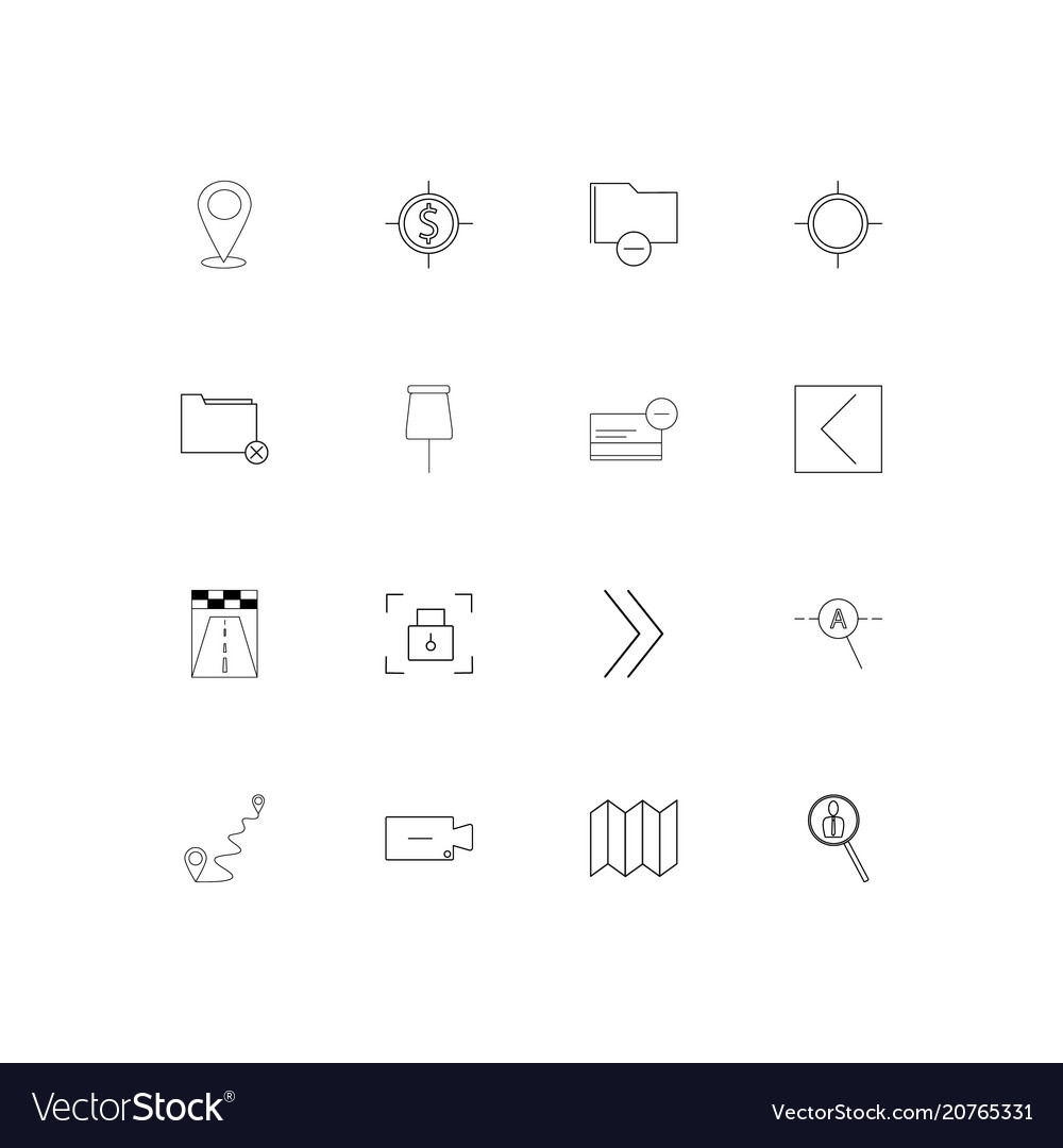 Maps and navigation linear thin icons set