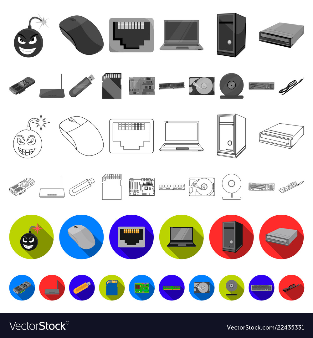Personal computer flat icons in set collection vector image Personal computer flat icons in set collection
