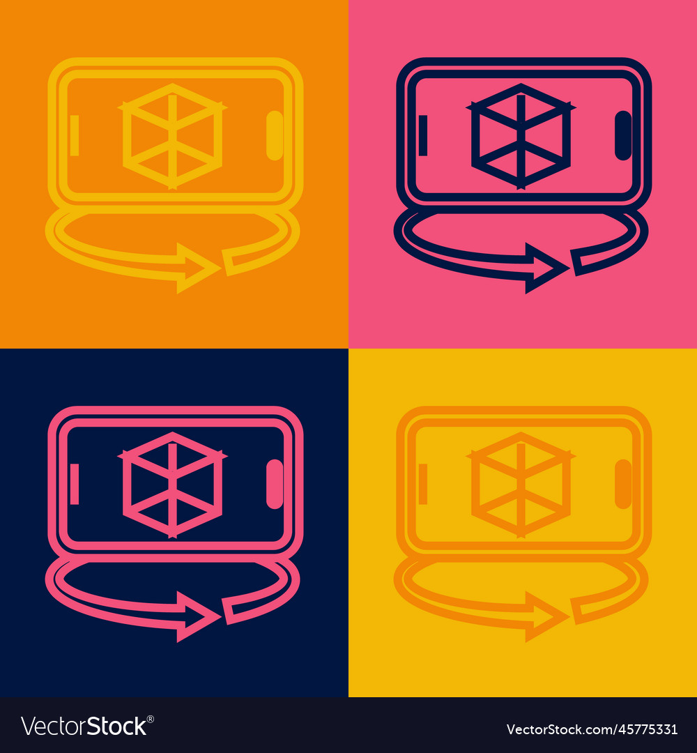 Pop art line 3d modeling icon isolated on color vector image Pop art line 3d modeling icon isolated on color