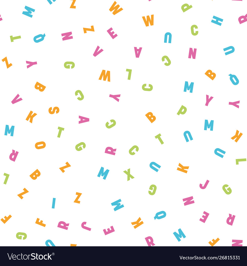 Seamless pattern colorful letters random order vector image Seamless pattern colorful letters random order