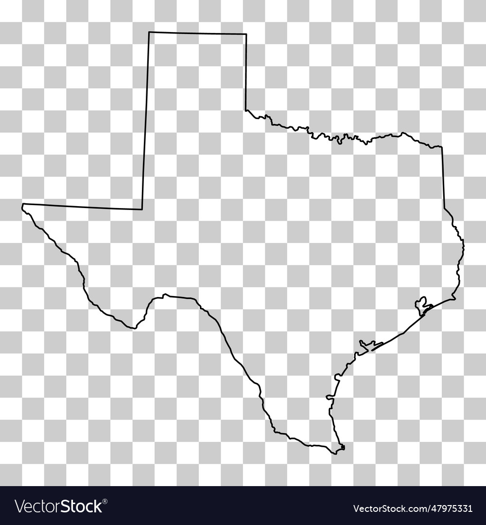 Texas map shape united states of america flat