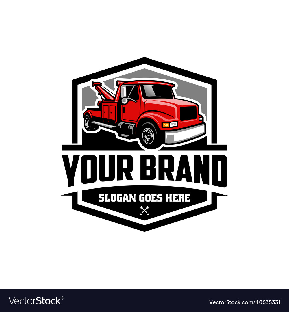 Towing truck - service truck logo Royalty Free Vector Image