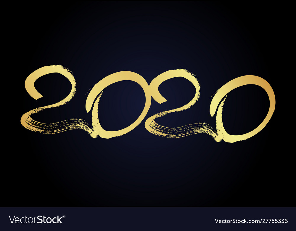 2020 gold grunge lettering and hand drawn numbers