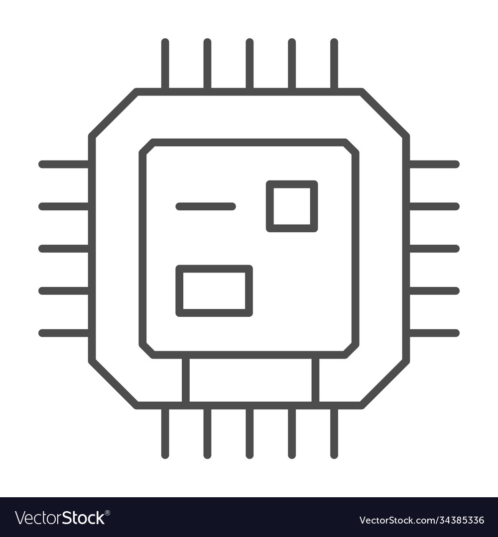 Central processing unit thin line icon vector image Central processing unit thin line icon