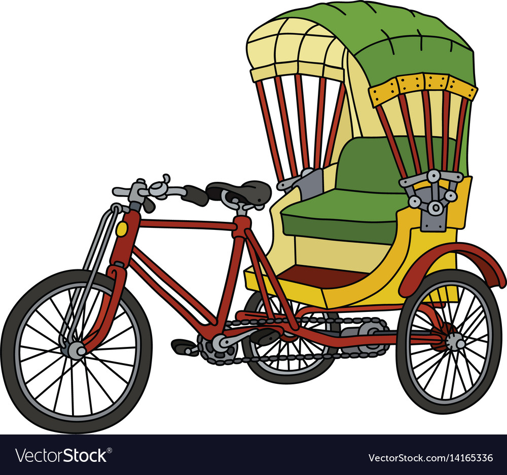 Classic color cycle rickshaw Royalty Free Vector Image