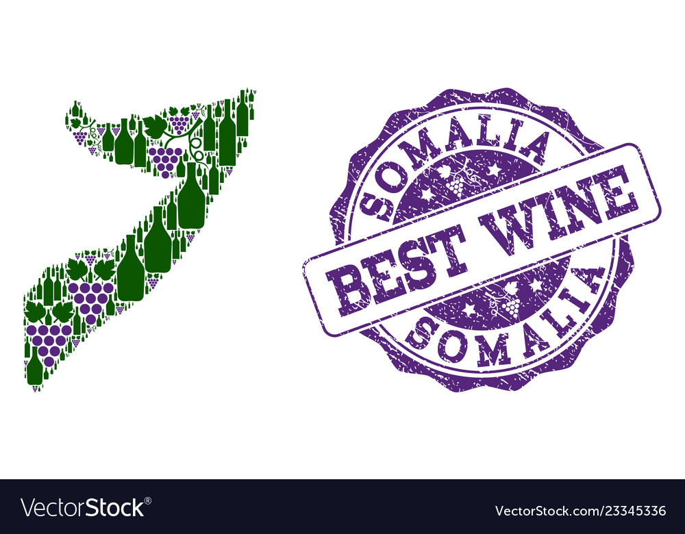 Collage of grape wine map of somalia and best wine