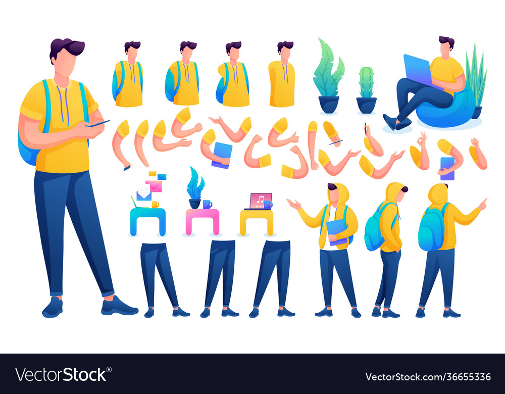 Constructor for creating a young men create your vector image Constructor for creating a young men create your
