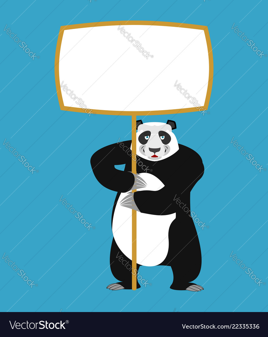 Panda hält Banner leer chinesischen Bär und weiß