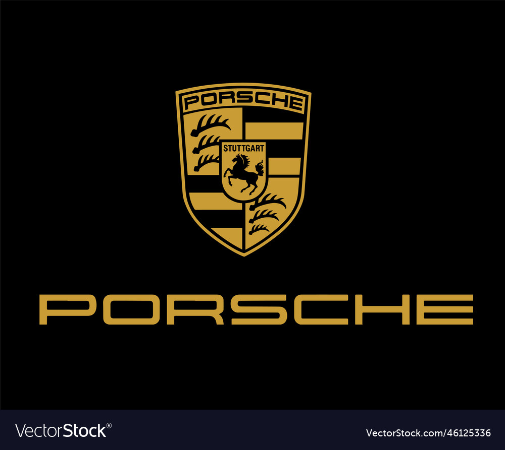 Porsche logo brand symbol gold design german car Vector Image