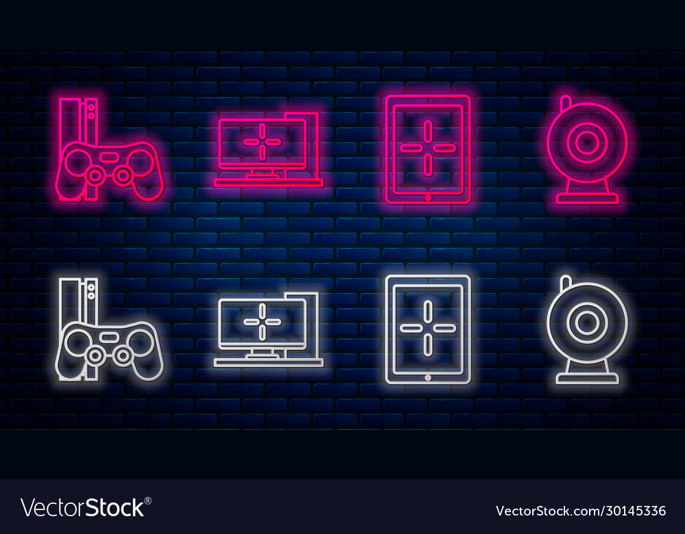 Set line computer monitor tablet game console vector image Set line computer monitor tablet game console