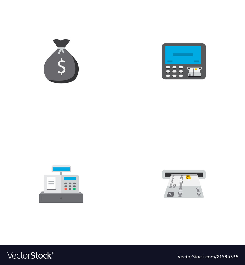 Set of banking icons flat style symbols with money