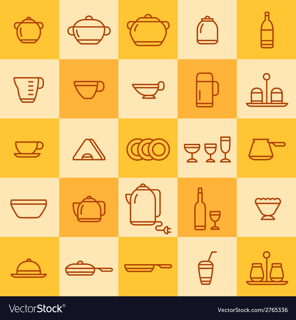 Set of icons different types cookware