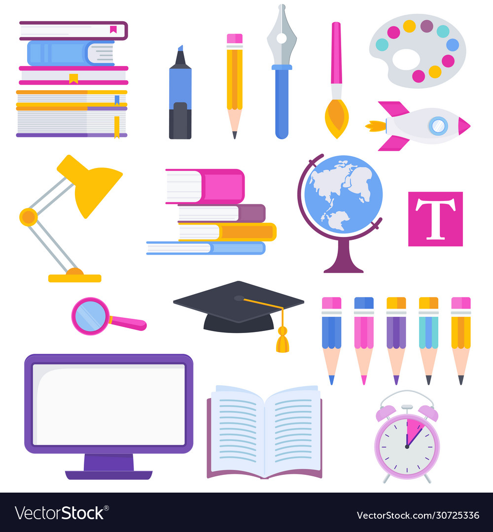 Set school icons flat vector image Set school icons flat