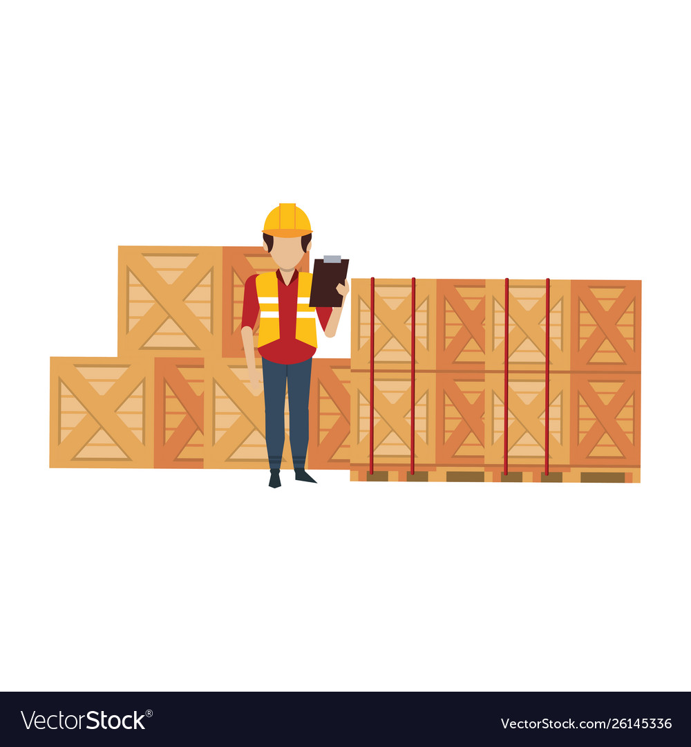 Warehouse worker logistics job concept