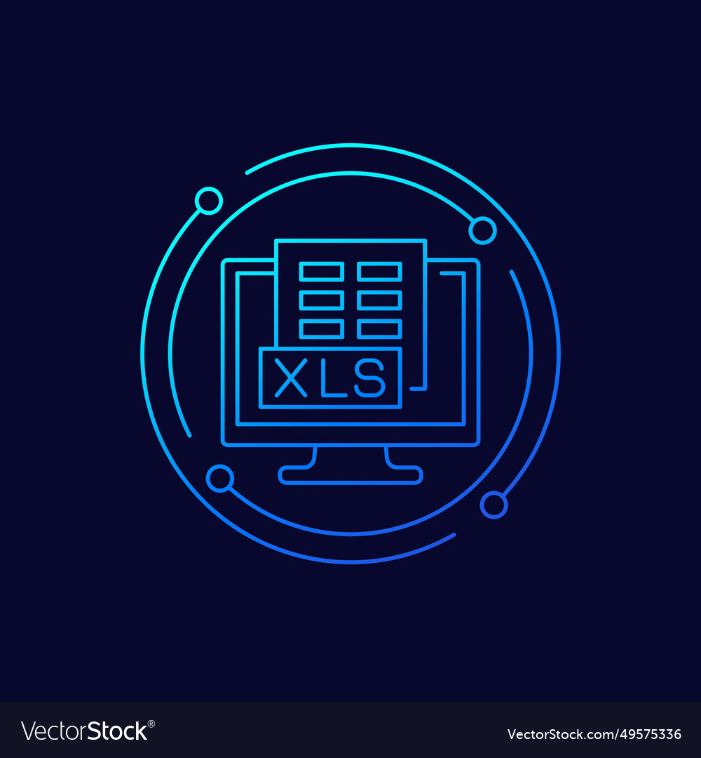 Xls Dokument im Computer-Icon lineares Design