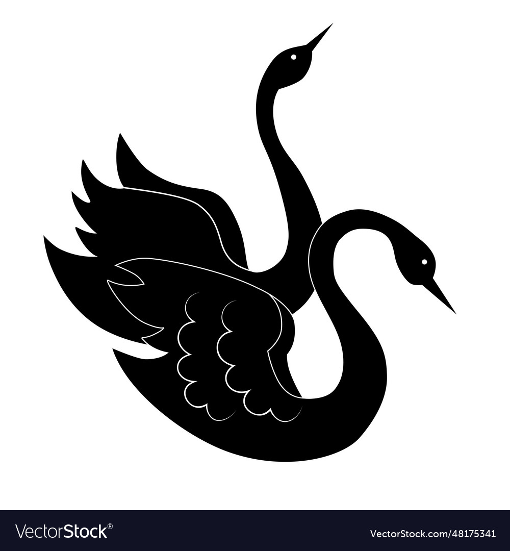 Abstract Flying Swan Logo Couple Tattoo Royalty Free Vector