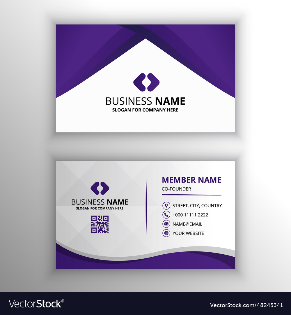 Elegance gradient purple business card with curves