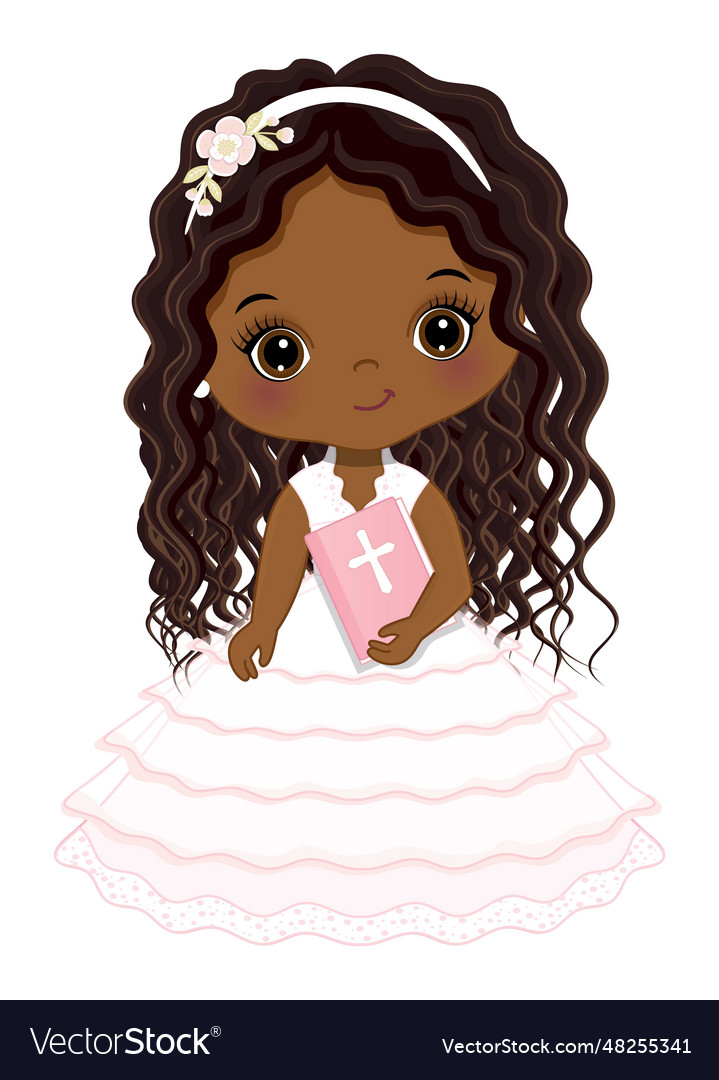 First holy communion african american girl Vector Image