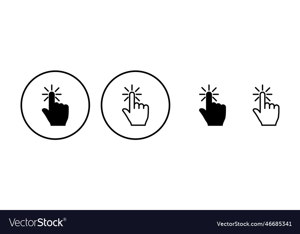Hand click icon clicking finger pointer vector image Hand click icon clicking finger pointer