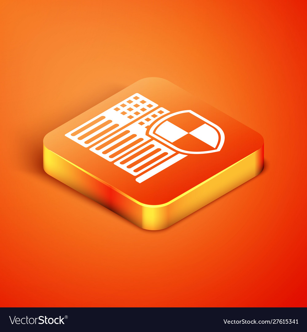 Isometric server with shield icon isolated