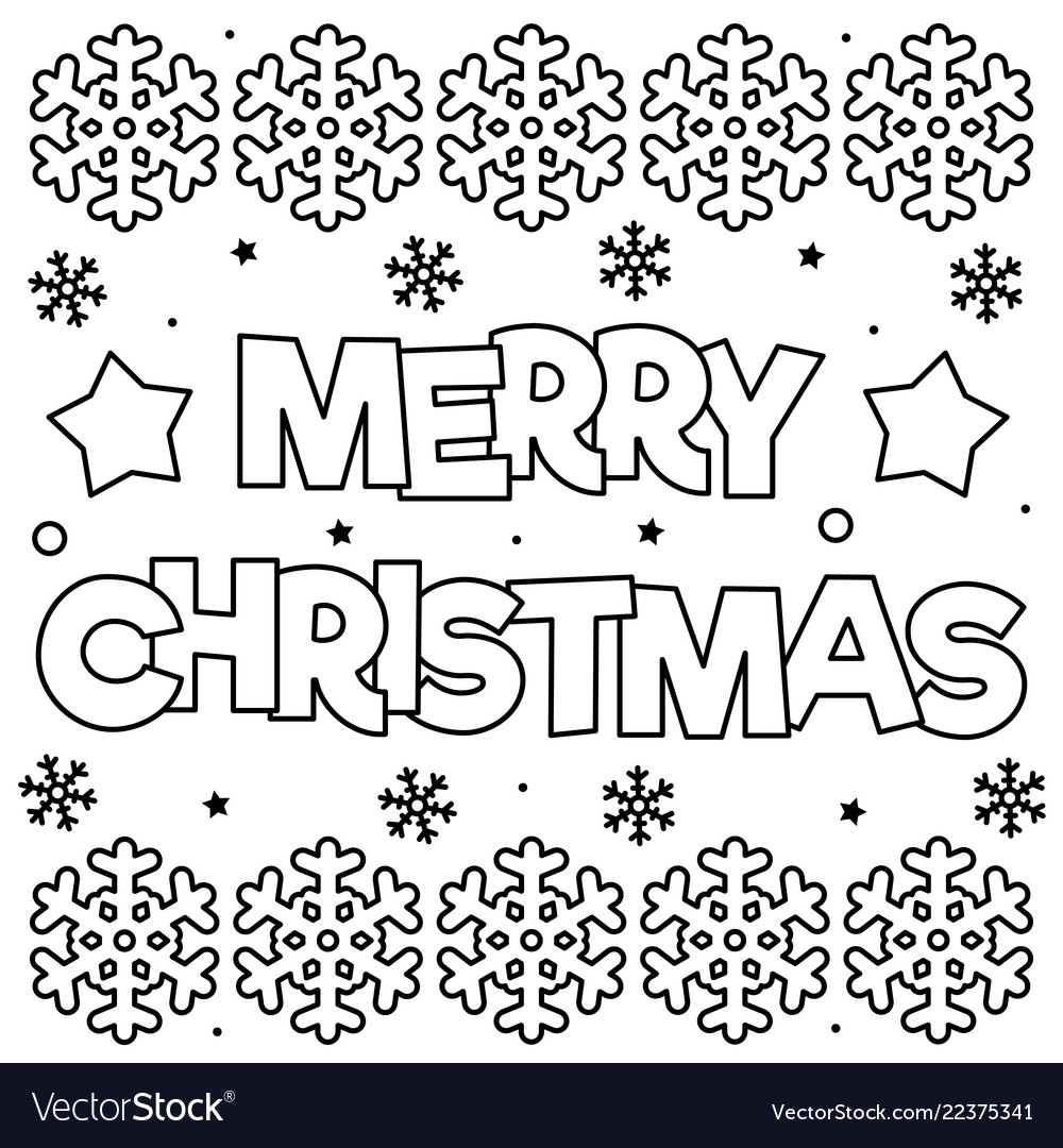 Merry christmas coloring page black and white Vector Image