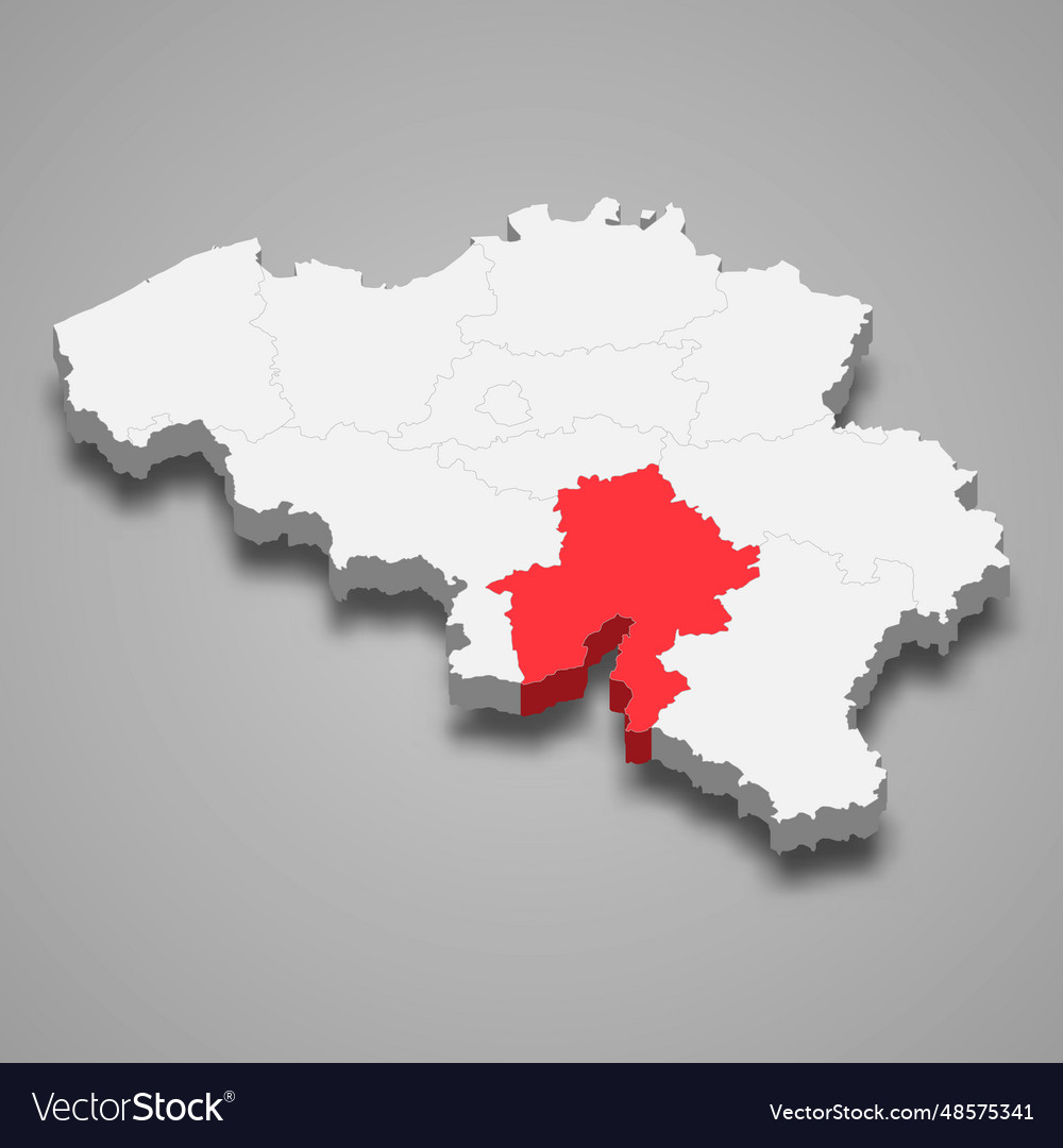 Namur state location within belgium 3d map