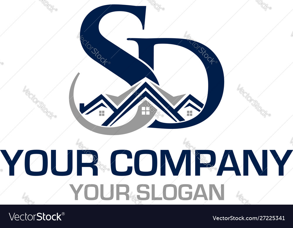 Sd real estate logo design Royalty Free Vector Image