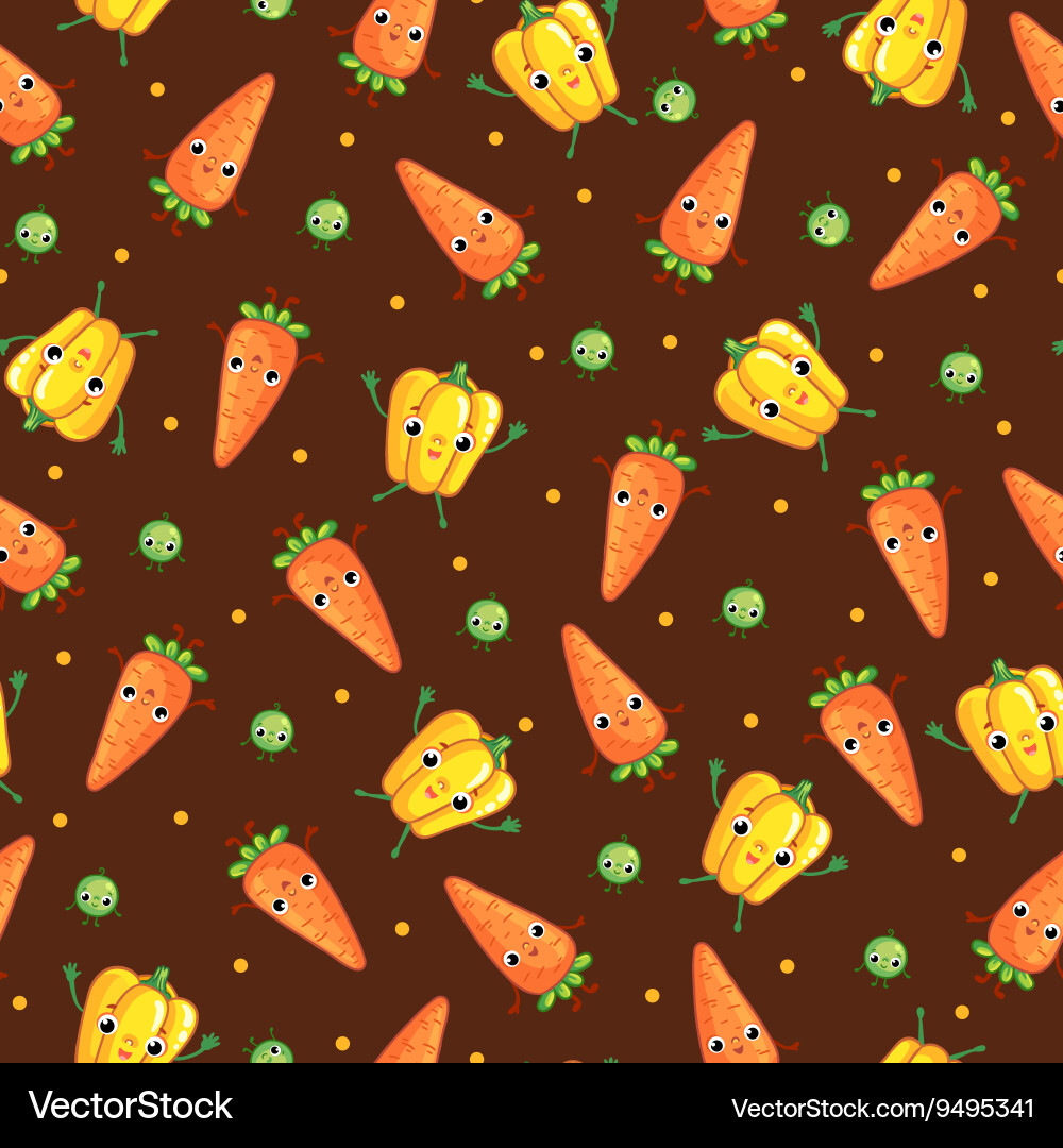 Seamless pattern with cute vegetables Royalty Free Vector