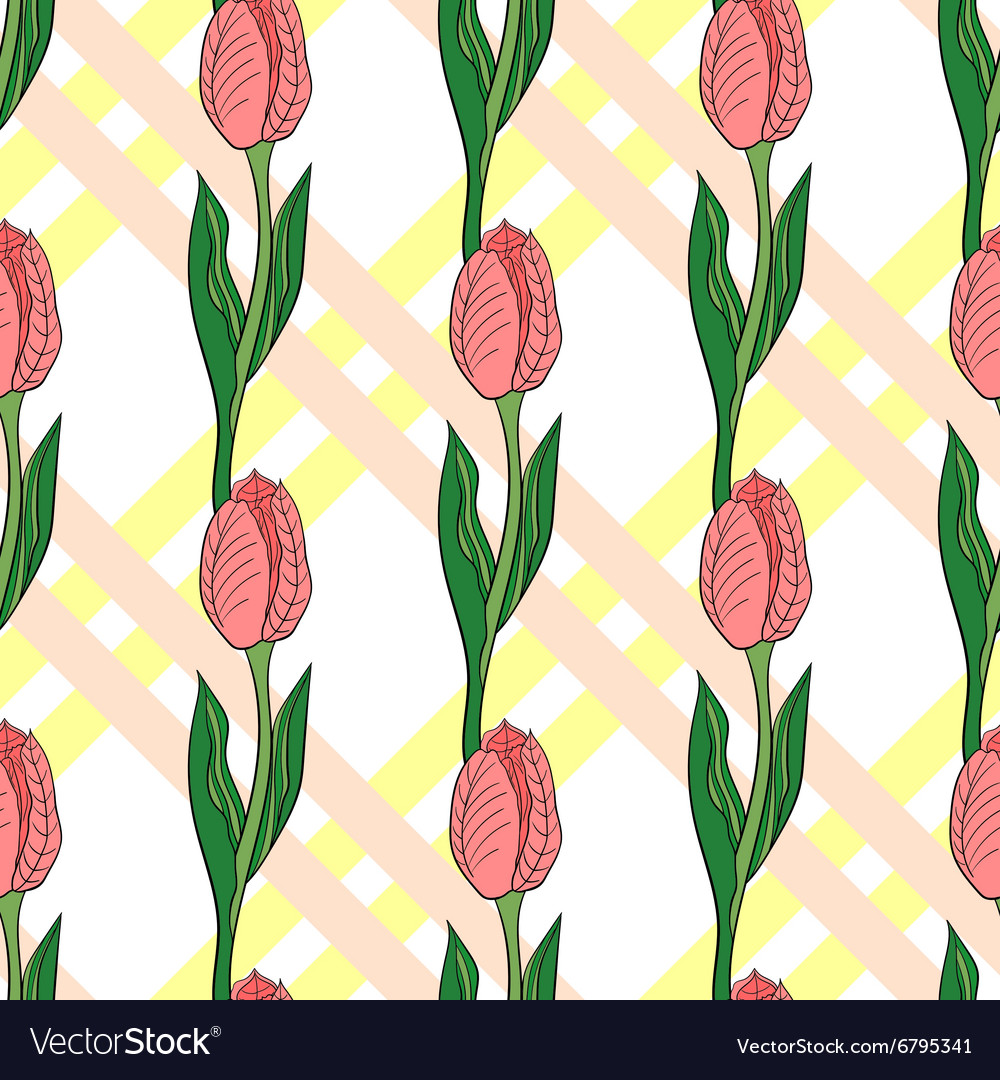 Seamless pattern with tulip 2