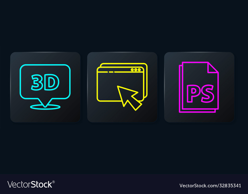 Set line speech bubble with text 3d ps file vector image Set line speech bubble with text 3d ps file