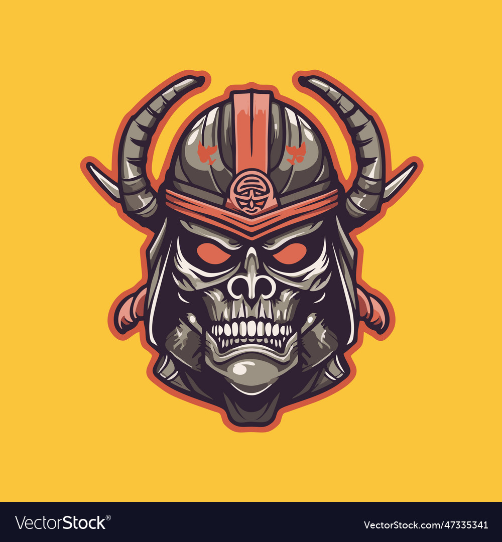 Skull samurai with horned helmet Royalty Free Vector Image