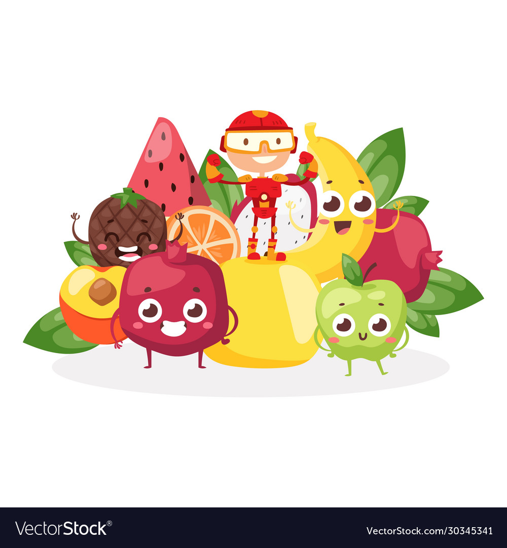 Superhero Child with Fruit