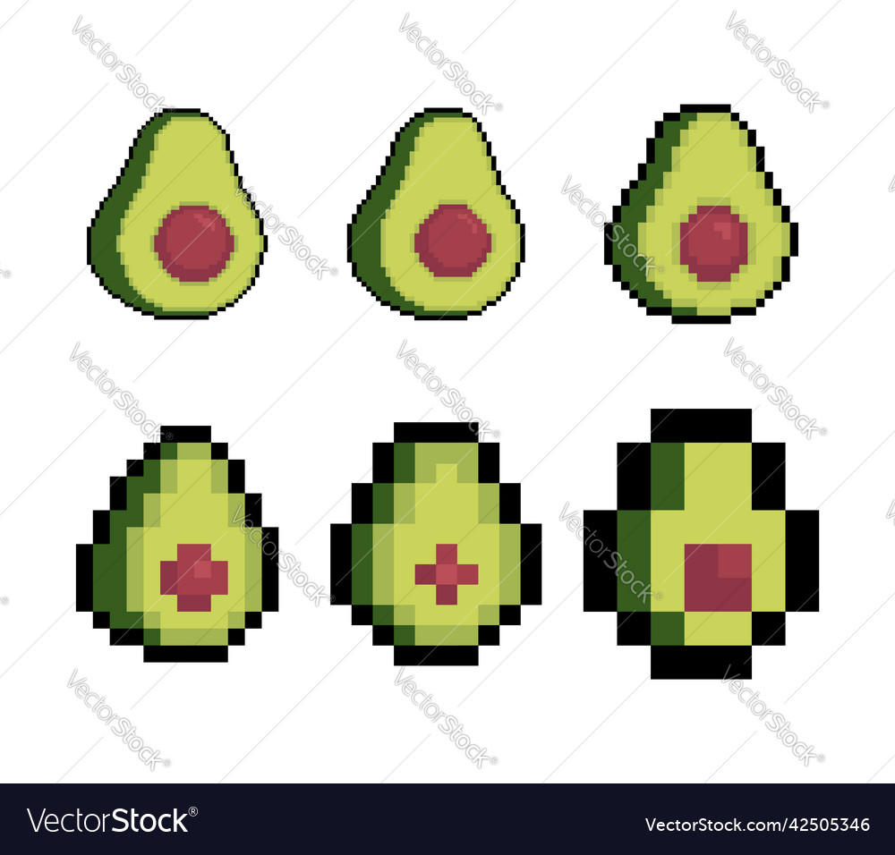 Fruits pixel art collection graphics Royalty Free Vector