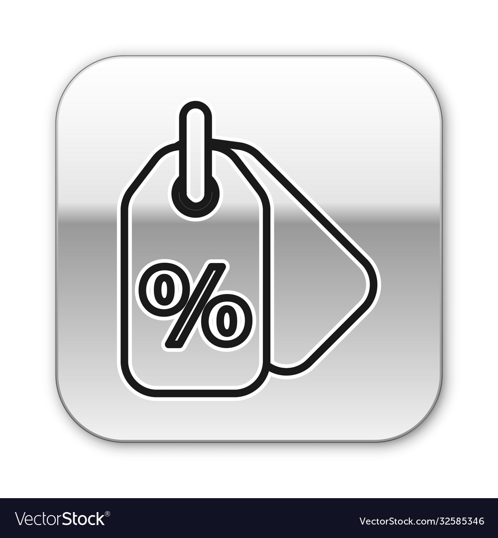 Black line discount percent tag icon isolated