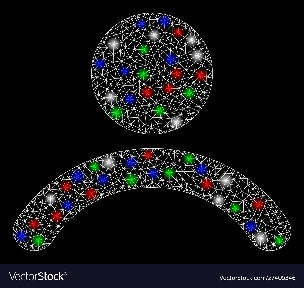 Bright mesh wire frame man with light spots
