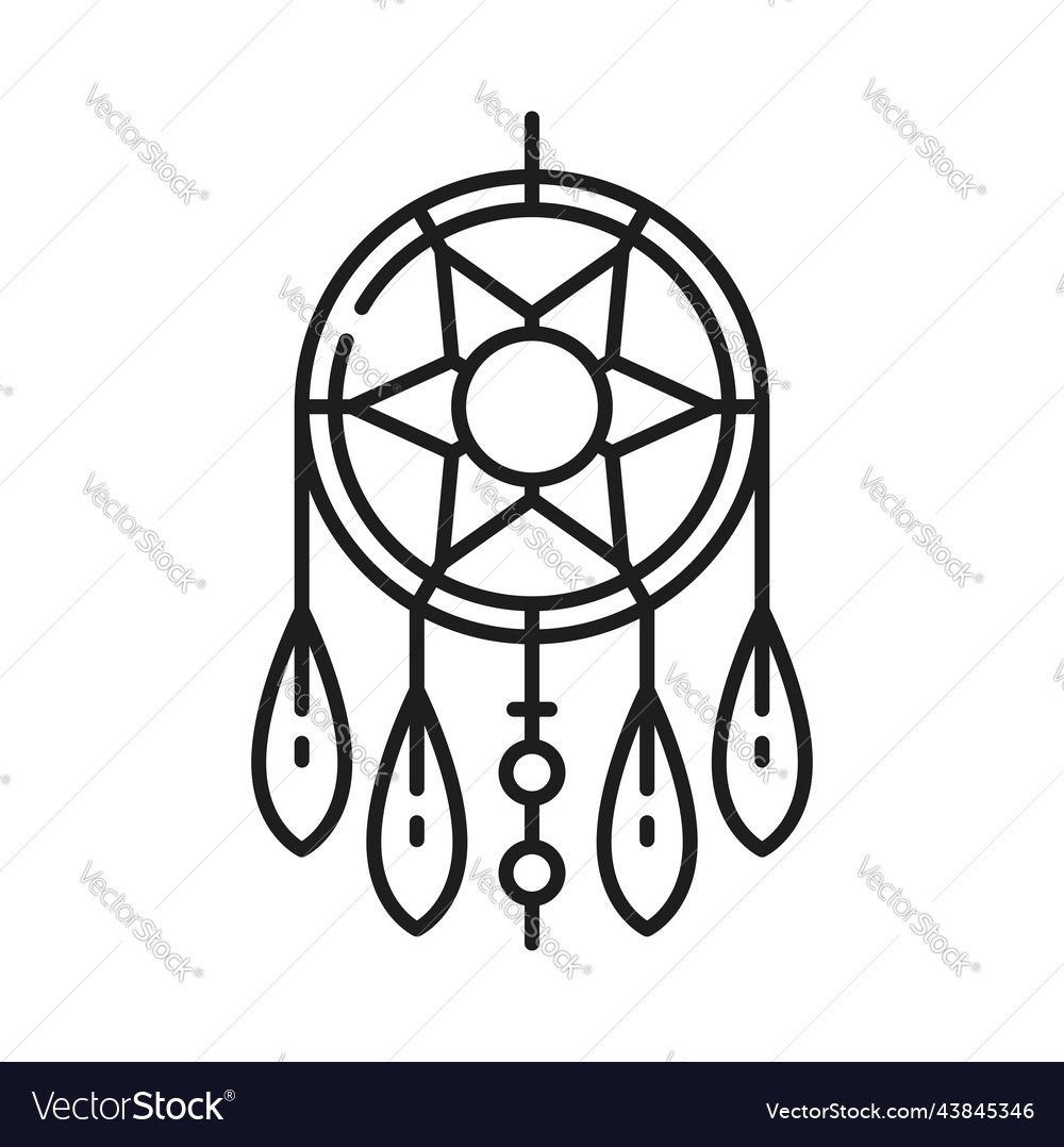 Dream catcher decorated tribal style outline icon vector image Dream catcher decorated tribal style outline icon