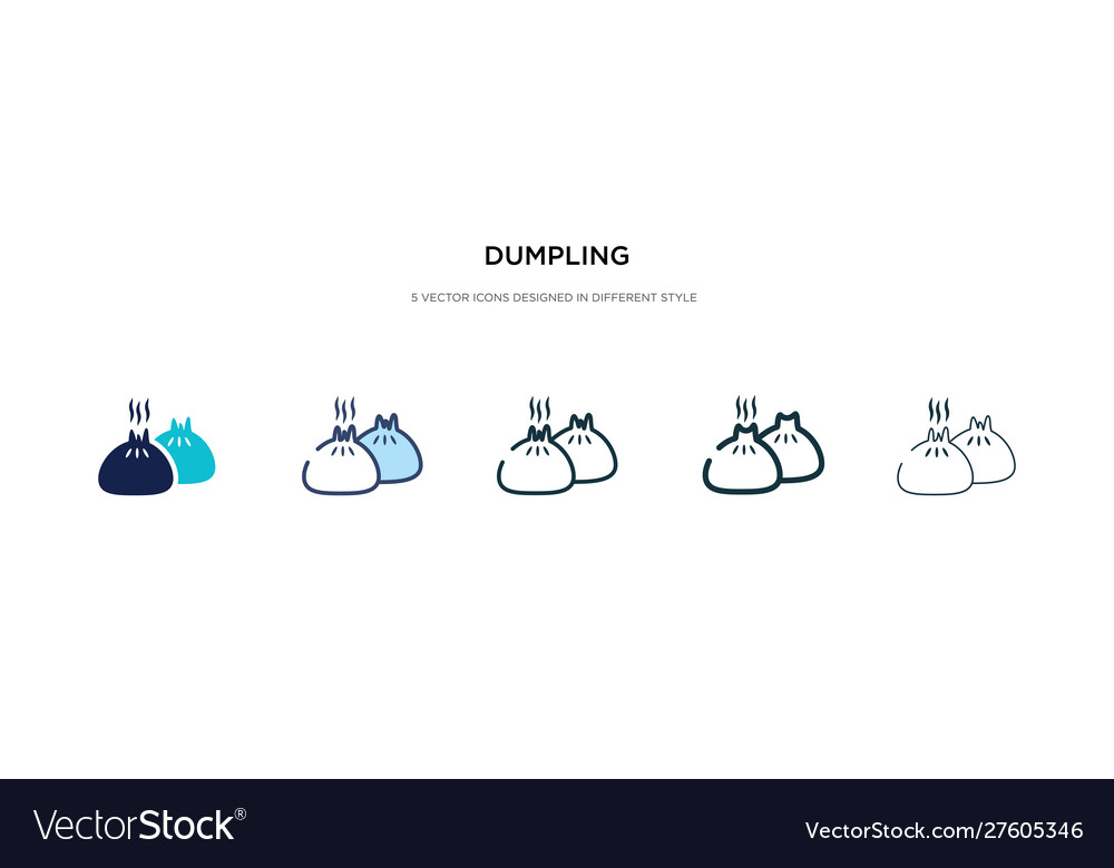 Dumpling icon in different style two colored vector image Dumpling icon in different style two colored