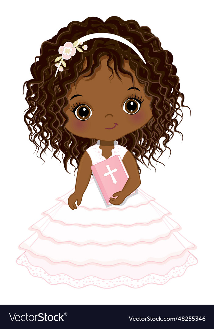 First holy communion african american girl Vector Image