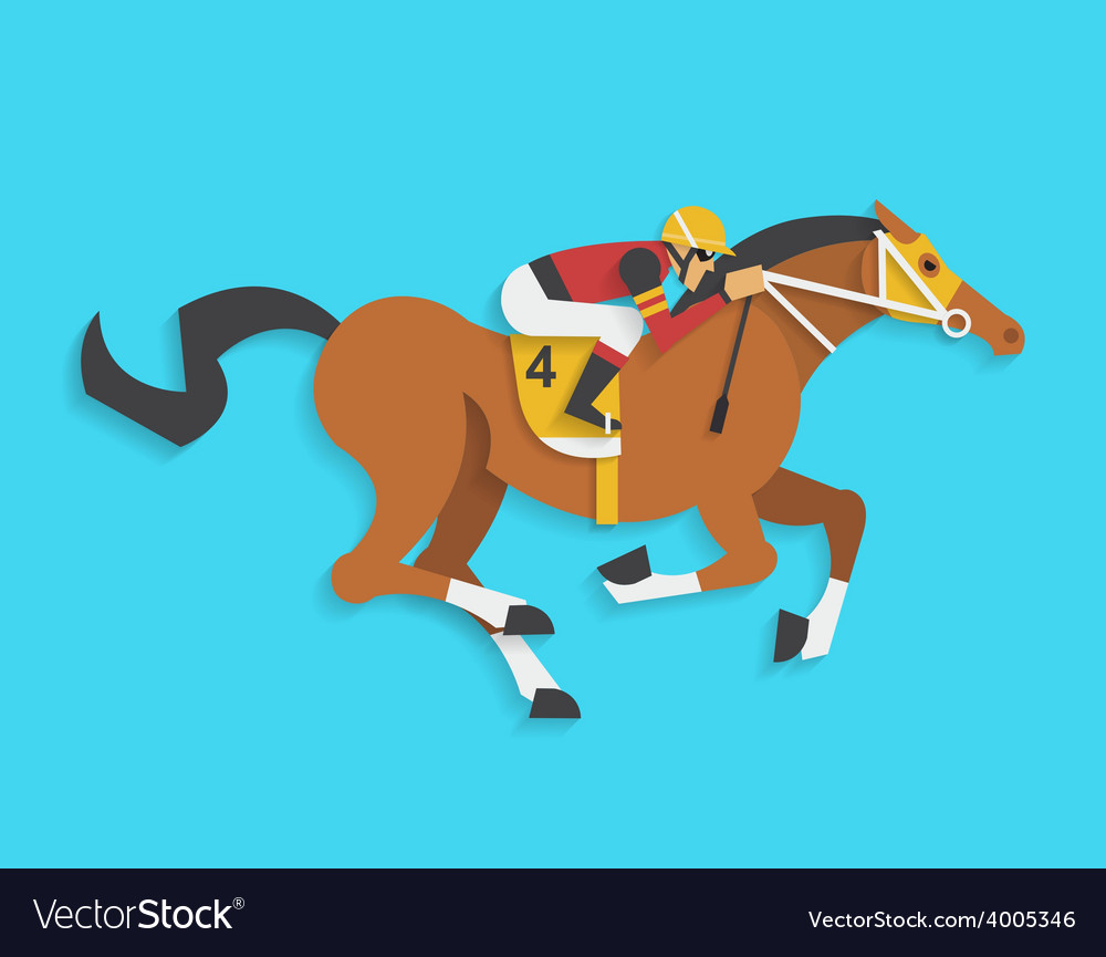 Jockey riding race horse number 4 Royalty Free Vector Image