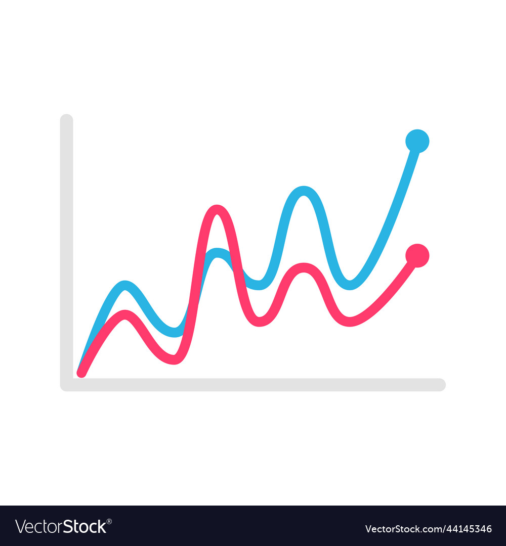 Line graph comparing business performance company vector image Line graph comparing business performance company