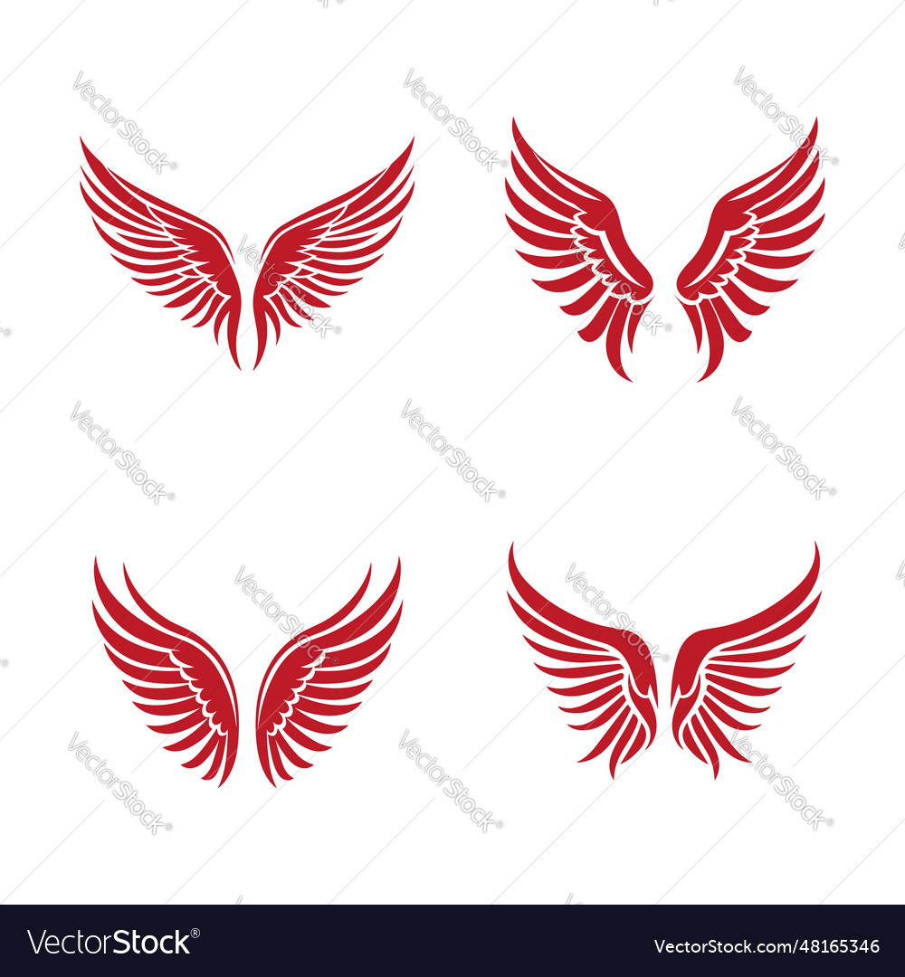 Red wings set for logo or icon template design