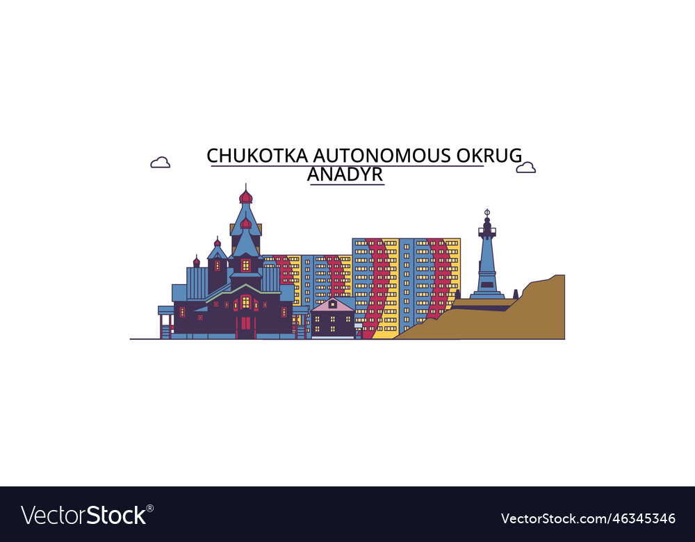 Russia anadyr tourism landmarks city Royalty Free Vector