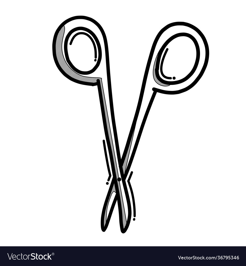 Scissors medical equipment doodle icon drawing