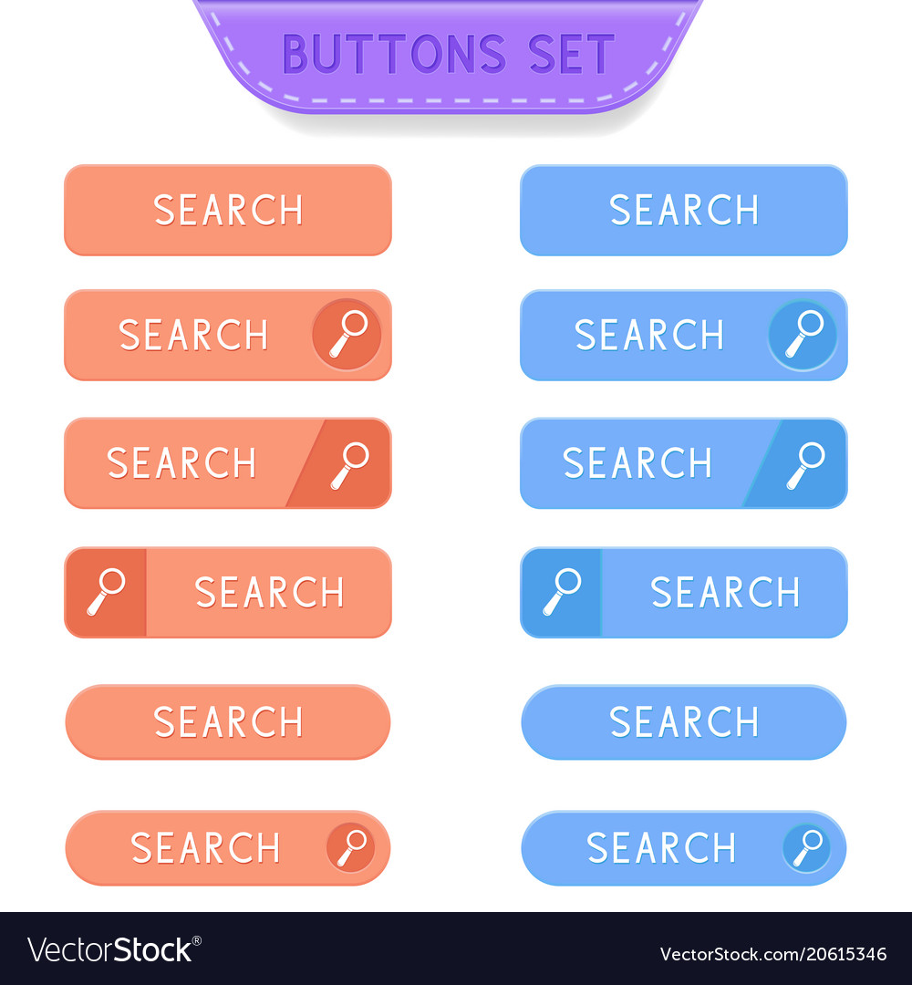 Search buttons set collection of web