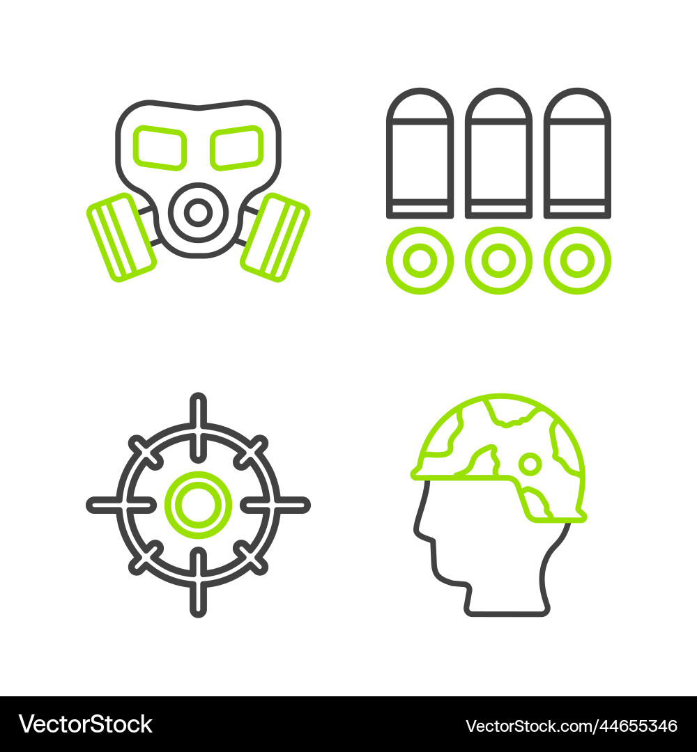 Set line army soldier target sport bullet Vector Image