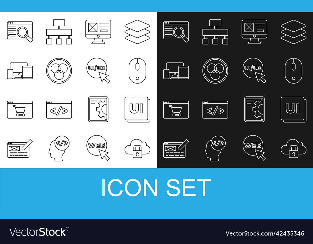 Set line cloud computing lock ui or ux design