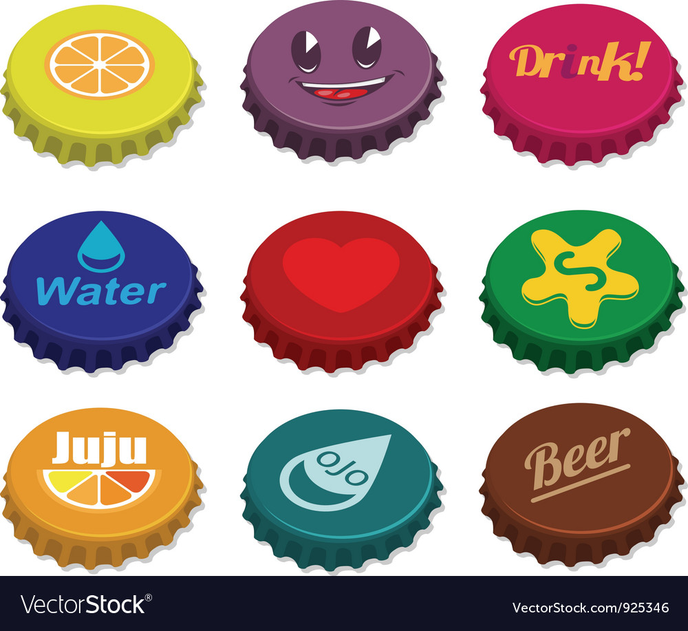 Set of bottle caps Royalty Free Vector Image VectorStock